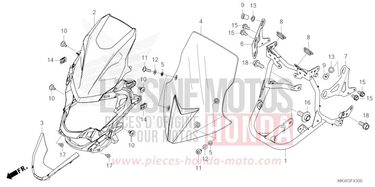 CAPOT AVANT de NC750X "Méca" MAT BALLISTIC BLACK METALLIC (NHA86) de 2023